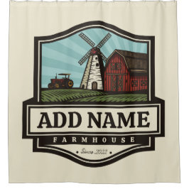 Persoonlijke naam Rustic Farmhouse Old Windmill Douchegordijn