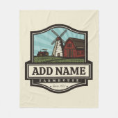 Persoonlijke naam Rustic Farmhouse Old Windmill Fleece Deken (Voorkant)