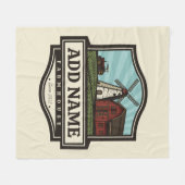 Persoonlijke naam Rustic Farmhouse Old Windmill Fleece Deken (Voorkant (Horizontaal))