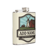 Persoonlijke naam Rustic Farmhouse Old Windmill Heupfles (Rechts)