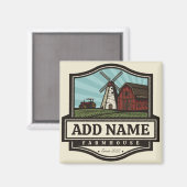 Persoonlijke naam Rustic Farmhouse Old Windmill Magneet (Voorkant / Achterkant)