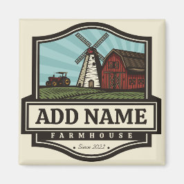 Persoonlijke naam Rustic Farmhouse Old Windmill Magneet