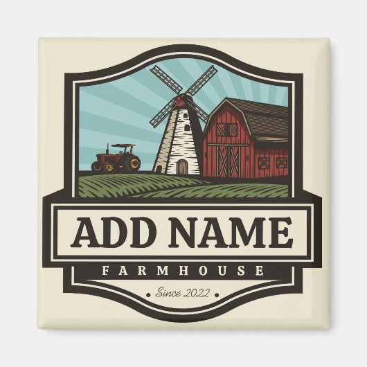 Persoonlijke naam Rustic Farmhouse Old Windmill Magneet (Voorkant)