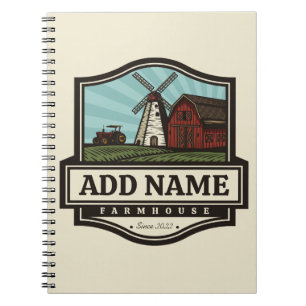 Persoonlijke naam Rustic Farmhouse Old Windmill Notitieboek