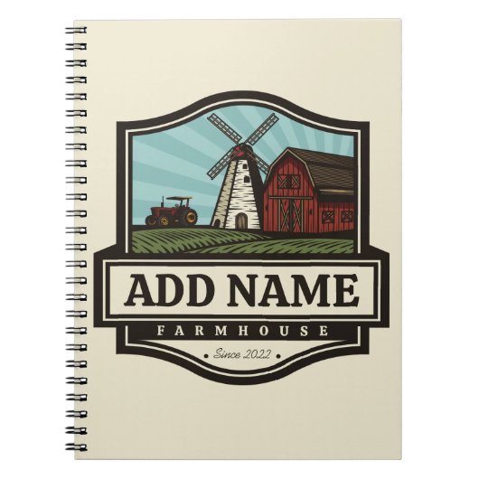 Persoonlijke naam Rustic Farmhouse Old Windmill Notitieboek (Voorkant)