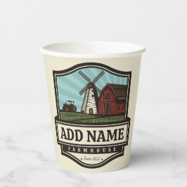 Persoonlijke naam Rustic Farmhouse Old Windmill Papieren Bekers