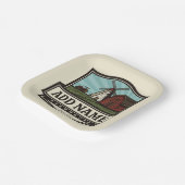 Persoonlijke naam Rustic Farmhouse Old Windmill Papieren Bordje (Gebogen)