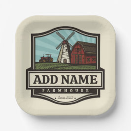 Persoonlijke naam Rustic Farmhouse Old Windmill Papieren Bordje