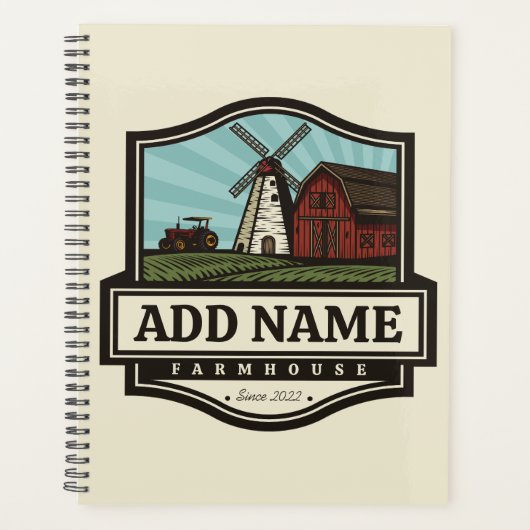Persoonlijke naam Rustic Farmhouse Old Windmill Planner (Voorkant)