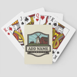 Persoonlijke naam Rustic Farmhouse Old Windmill Pokerkaarten