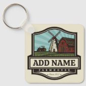 Persoonlijke naam Rustic Farmhouse Old Windmill Sleutelhanger (Voorkant)