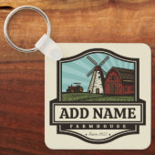 Persoonlijke naam Rustic Farmhouse Old Windmill Sleutelhanger (Voorkant)