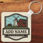 Persoonlijke naam Rustic Farmhouse Old Windmill Sleutelhanger (Achterkant)