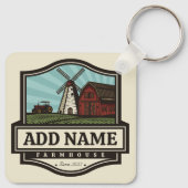 Persoonlijke naam Rustic Farmhouse Old Windmill Sleutelhanger (Achterkant)