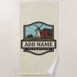 Persoonlijke naam Rustic Farmhouse Old Windmill Strandlaken
