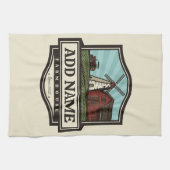 Persoonlijke naam Rustic Farmhouse Old Windmill Theedoek (Horizontaal)
