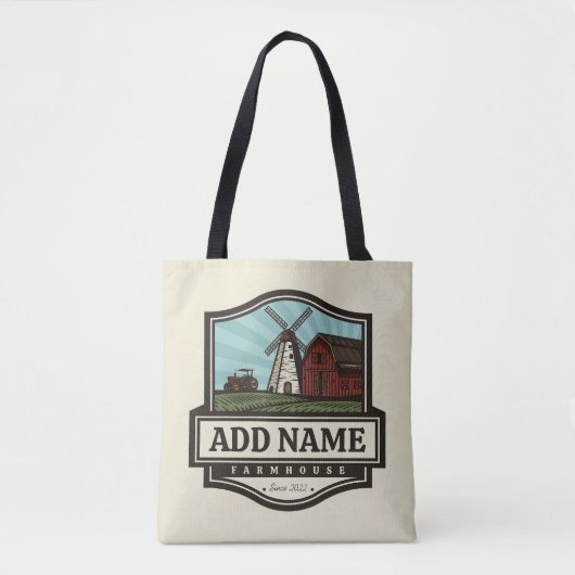 Persoonlijke naam Rustic Farmhouse Old Windmill Tote Bag (Voorkant)