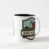 Persoonlijke naam Rustic Farmhouse Old Windmill Tweekleurige Koffiemok (Voorkant rechts)
