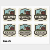 Persoonlijke naam Rustic Farmhouse Old Windmill Vierkante Sticker (Vel)