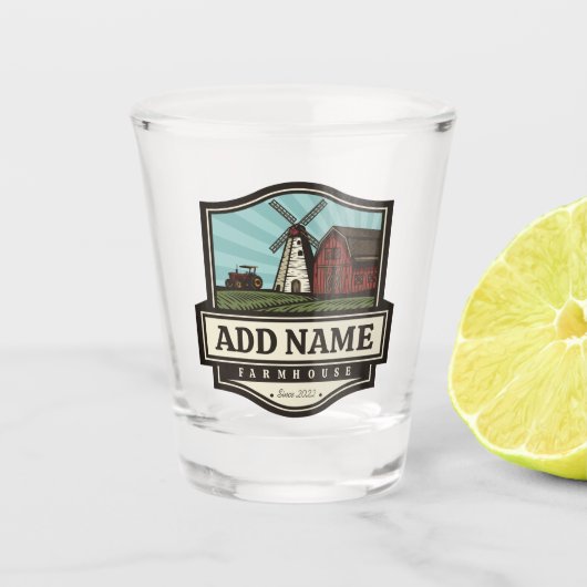 Persoonlijke NAAM Rustieke Boerderij Oude Windmole Shot Glas (Voorkant)