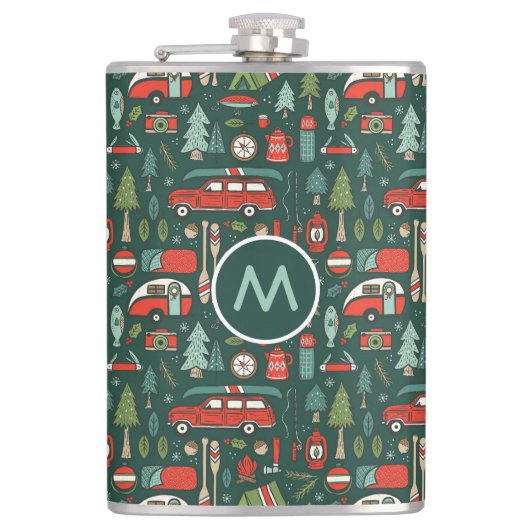 Persoonlijke naam rustige kerst kamperen heupfles (Voorkant)