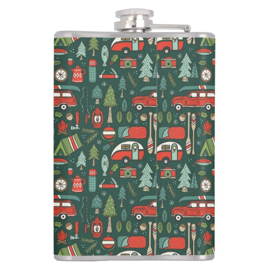 Persoonlijke naam rustige kerst kamperen heupfles (Achterkant)
