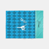 Persoonlijke naam rythmic gymnast blue argyle fleece deken (Voorkant (Horizontaal))