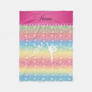 Persoonlijke naam rythmic gymnast rainbow harten fleece deken