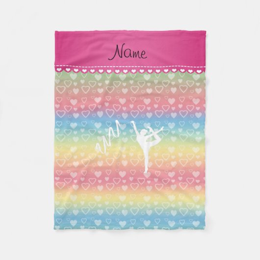 Persoonlijke naam rythmic gymnast rainbow harten fleece deken (Voorkant)