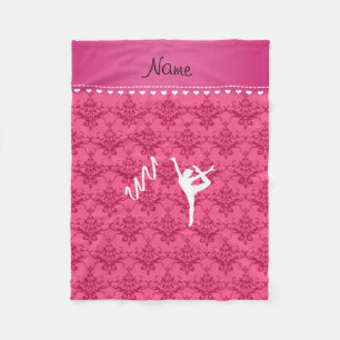Persoonlijke naam rythmic gymnast roze demask fleece deken