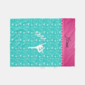 Persoonlijke naam rythmic gymnast turquoise harten fleece deken (Voorkant (Horizontaal))