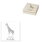 Persoonlijke naam Safari Animal Giraffe Rubberstempel (Gestempeld)