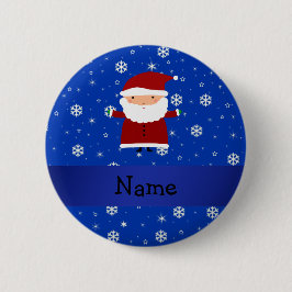 Persoonlijke naam santa blue sneeuwvlokken ronde button 5,7 cm