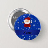 Persoonlijke naam santa blue sneeuwvlokken ronde button 5,7 cm (Voorkant /achterkant)