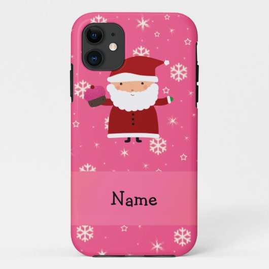 Persoonlijke naam santa cupcake roze sneeuwvlokken Case-Mate iPhone case (Achterkant)