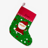 Persoonlijke naam santa green red polka stips kleine kerstsok (Voorkant (Hangend))