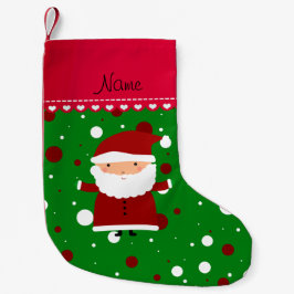 Persoonlijke naam santa green red polka stips kleine kerstsok