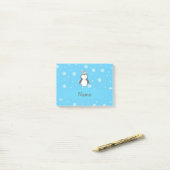 Persoonlijke naam santa penguin blue sneeuwvlokken post-it® notes (Op bureau)