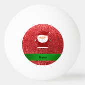 Persoonlijke naam santa red glitter pingpongbal (Voorkant)