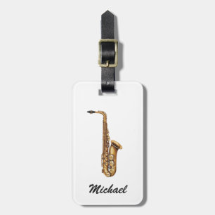 Persoonlijke naam saxofoonspeler – Muziek liefhebb Bagagelabel