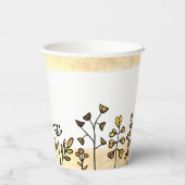 Persoonlijke naam Schattig goud wit & zwart bloemm Papieren Bekers (Achterkant)