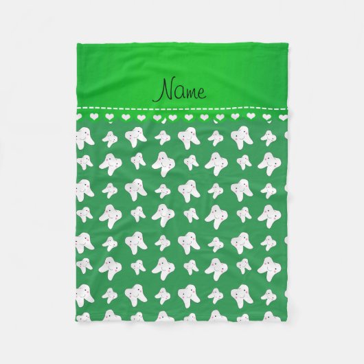 Persoonlijke naam schattig groen tandpatroon fleece deken (Voorkant)