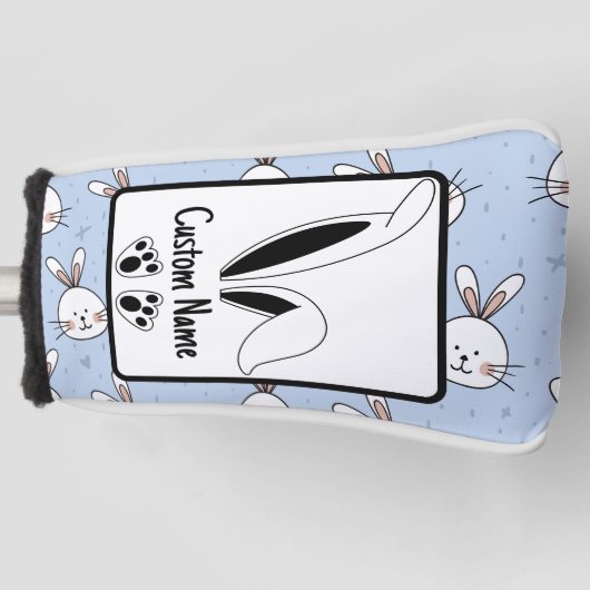 Persoonlijke naam Schattig Konijn Pasen Golfheadcover (Voorkant)