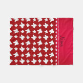 Persoonlijke naam schattig rood tandpatroon fleece deken (Voorkant (Horizontaal))