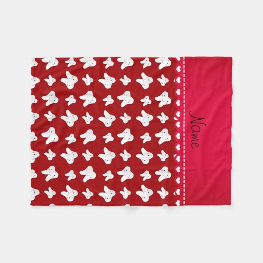 Persoonlijke naam schattig rood tandpatroon fleece deken (Voorkant (Horizontaal))