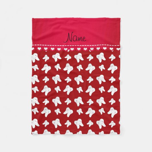 Persoonlijke naam schattig rood tandpatroon fleece deken (Voorkant)