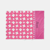 Persoonlijke naam schattig roze tandpatroon fleece deken (Voorkant (Horizontaal))