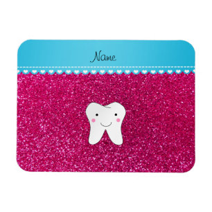 Persoonlijke naam schattig tandroze glitter magneet