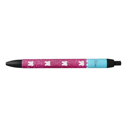 Persoonlijke naam schattig tandroze glitter zwarte inkt pen (Voorkant)