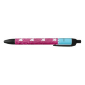 Persoonlijke naam schattig tandroze glitter zwarte inkt pen (Bodem)